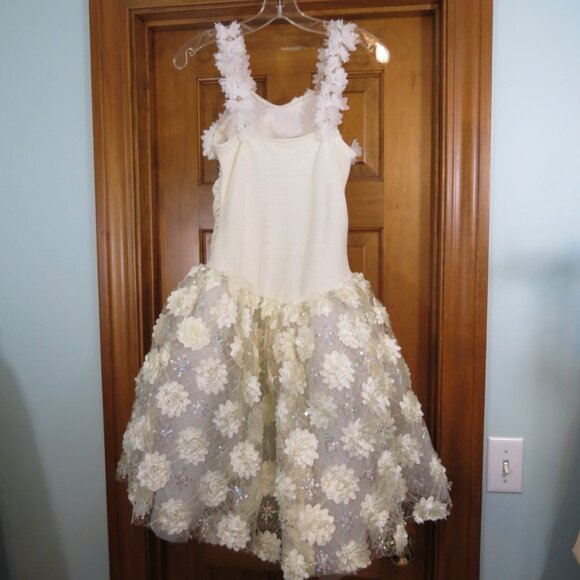 Curtain Call Ivory Ballet Tutu Silver Sequins Flowers Size Child XL - Picture 8 of 9